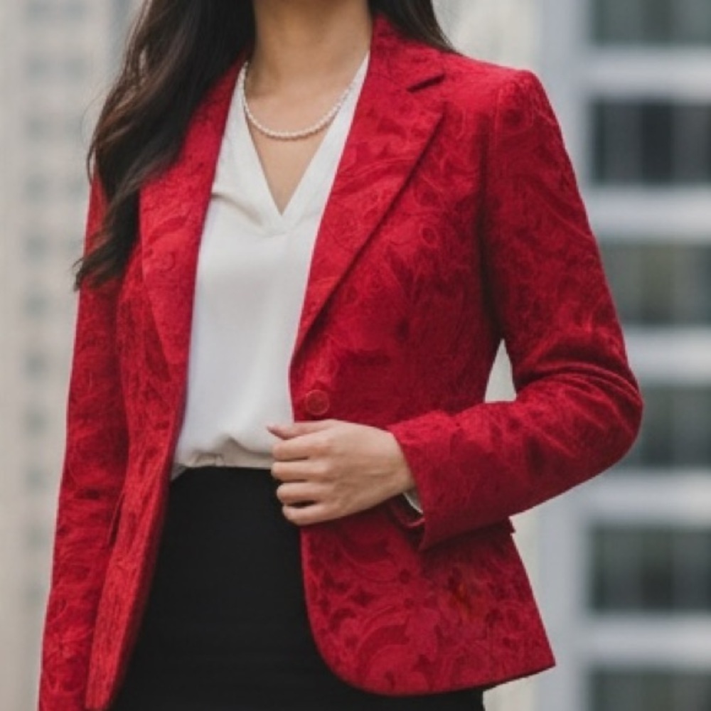 Nine & Co. Red Textured Blazer